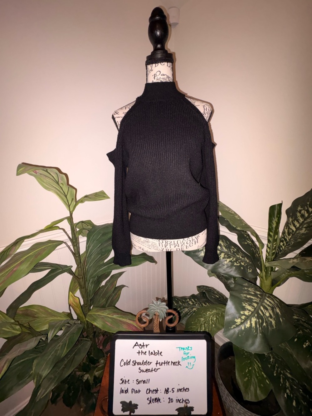 Astr The Label Black Cold Shoulder Turtleneck Sweater